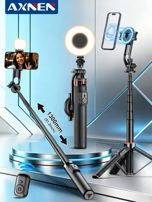 AXNEN Trépied Perche à Selfie Magnétique avec Télécommande (iPhone/Android)