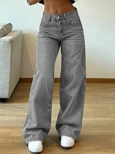 Jeans Droits Vintage Amples Femme