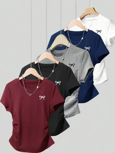 Set 5 T-Shirts INAWLY Décontractés Femme
