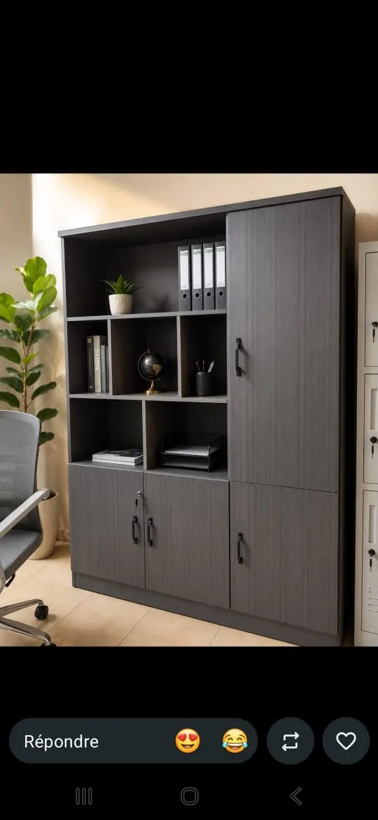 Meuble de Rangement de Bureau Gris Anthracite – Niches & Placards