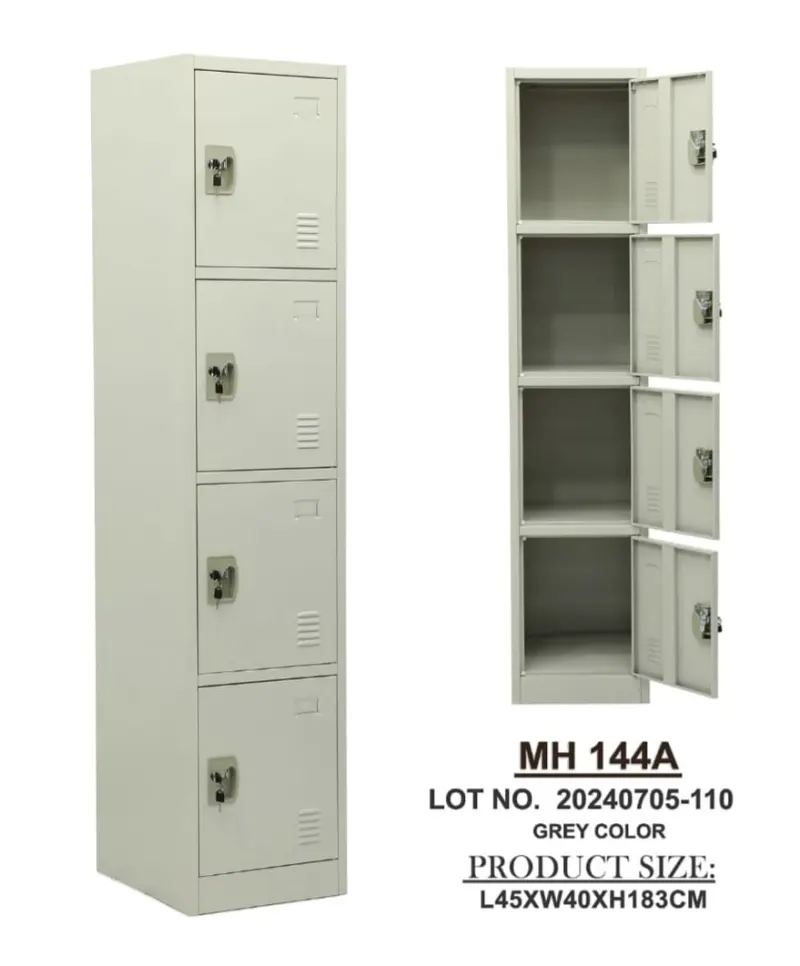 Casier Vestiaire Métallique 4 Portes MH 144A – Colonne, Gris – photo 2