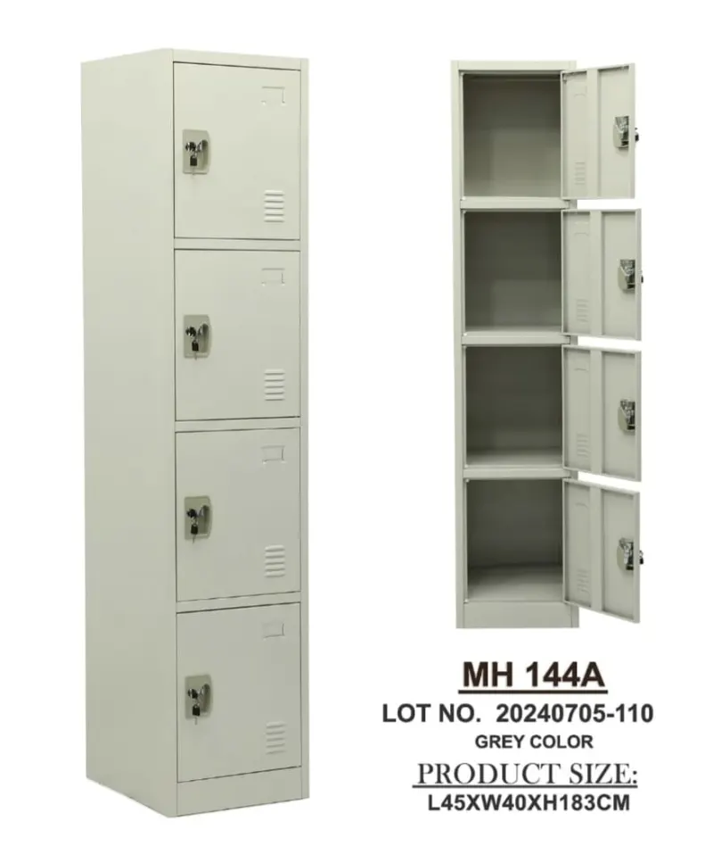 Casier Vestiaire Métallique 4 Portes MH 144A – Colonne, Gris – photo 1