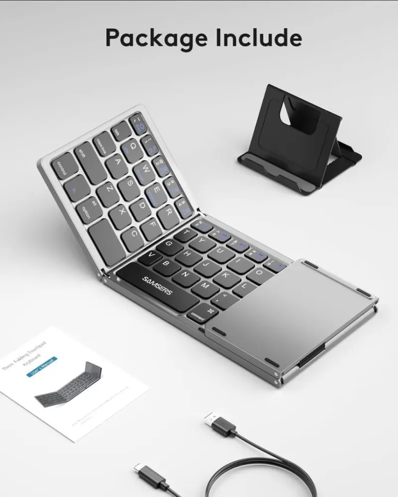 Clavier Bluetooth Pliable SAMSERS – 3 Volets avec Pavé Tactile & Support