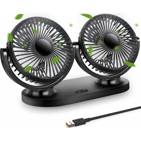 Mini ventilateur plage noir double moteur