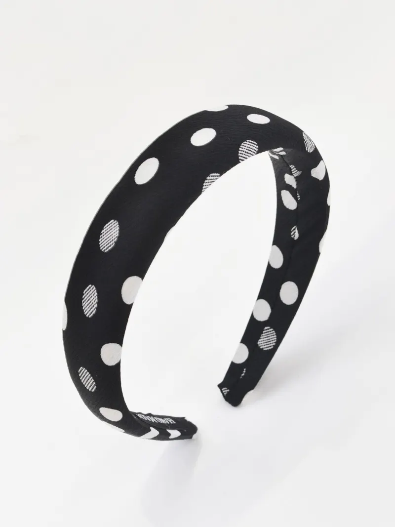 Bandeau cheveux blanc pois noir motif