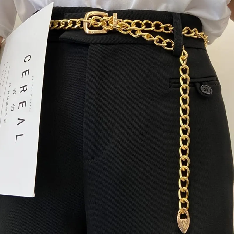 Ceinture décorative chaîne métal argent