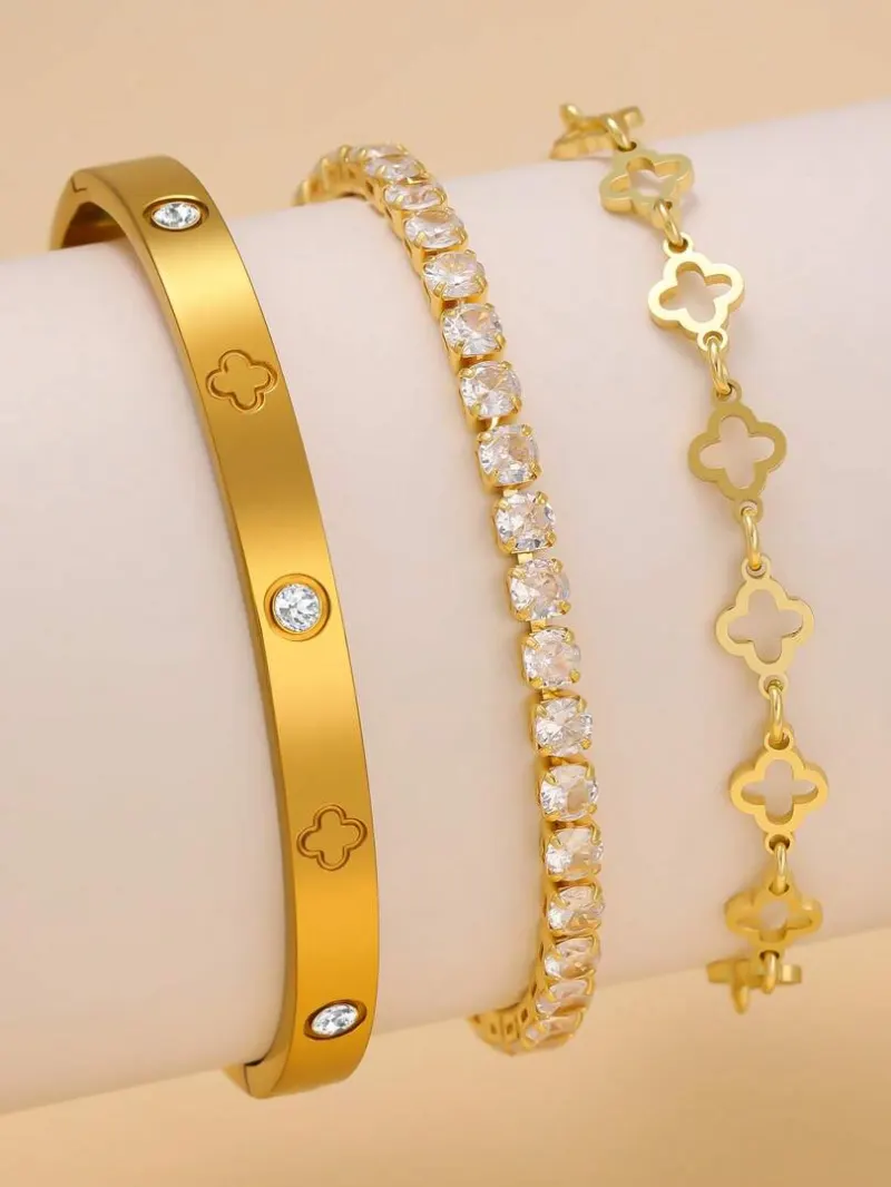 Bracelet crochet acier inoxydable doré – photo 1
