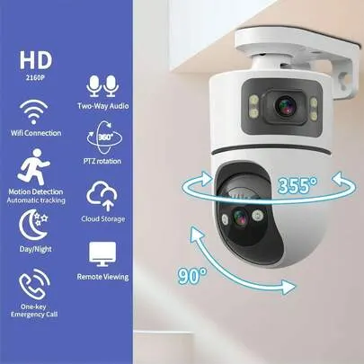 Caméra de sécurité Wi-Fi 4 MP double objectif