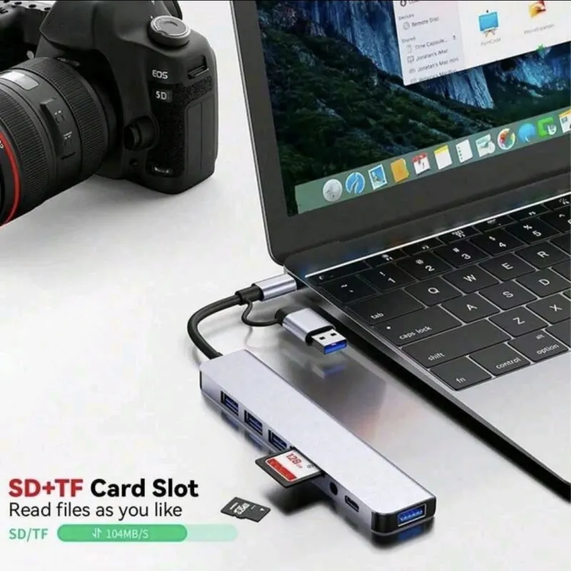 Hub USB-C 8-en-1 avec USB 3.0, Lecteur SD, Audio – photo 3