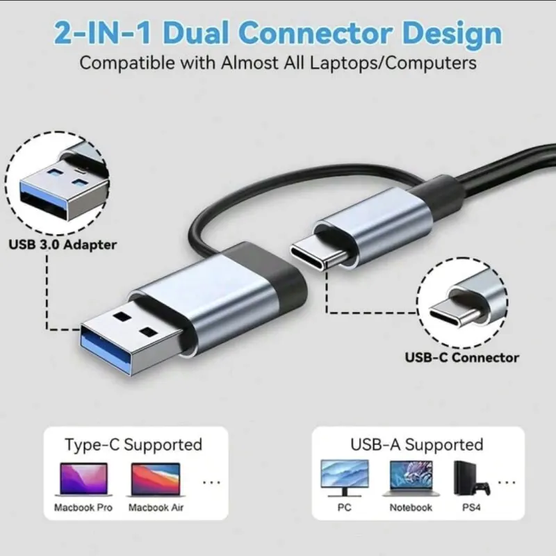 Hub USB-C 8-en-1 avec USB 3.0, Lecteur SD, Audio – photo 6