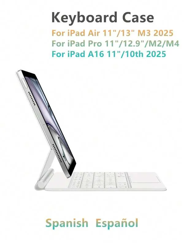 Étui clavier espagnol blanc rétroéclairé pour iPad