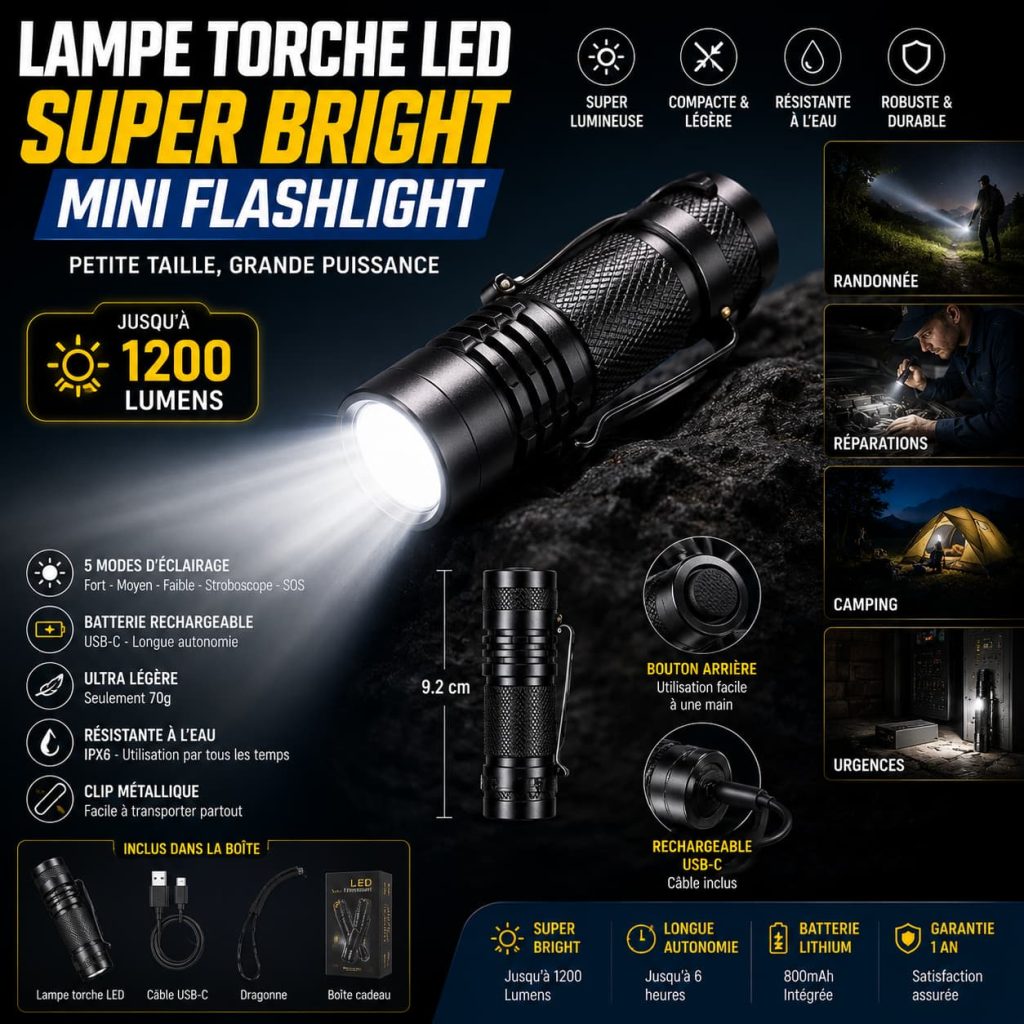 Lampe torche LED Super Bright Mini Flashlight