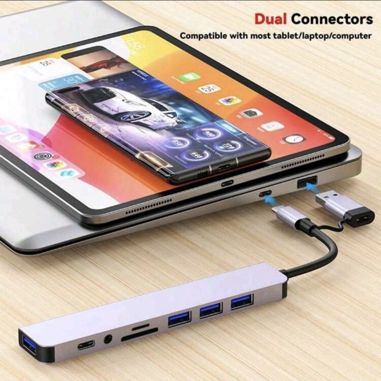 Hub USB-C 8-en-1 avec USB 3.0, Lecteur SD, Audio