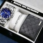 Coffret Homme : Montre Rovigo Bleue + Bracelet + Portefeuille