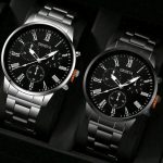 Paire de Montres Geneva - Fond Noir (Argent & Noir)