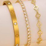 Bracelet crochet acier inoxydable doré