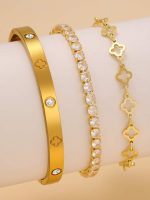 Bracelet crochet acier inoxydable doré