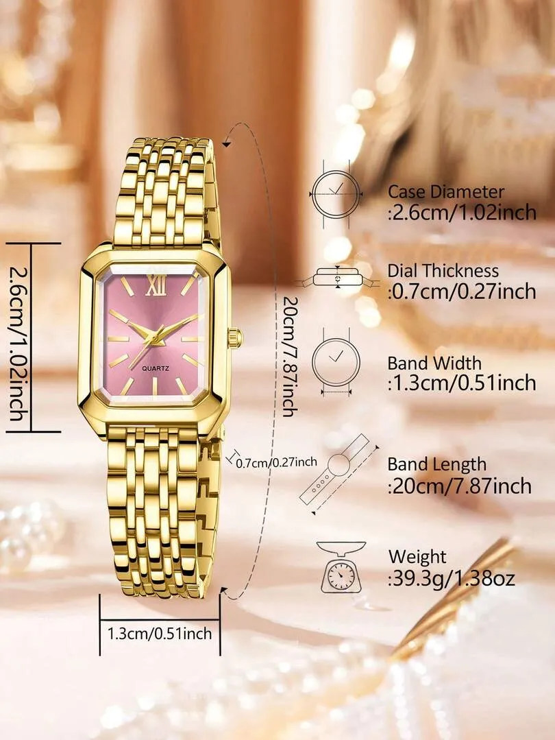 Ensemble bijoux 2 pièces montre bracelet or – Image 3