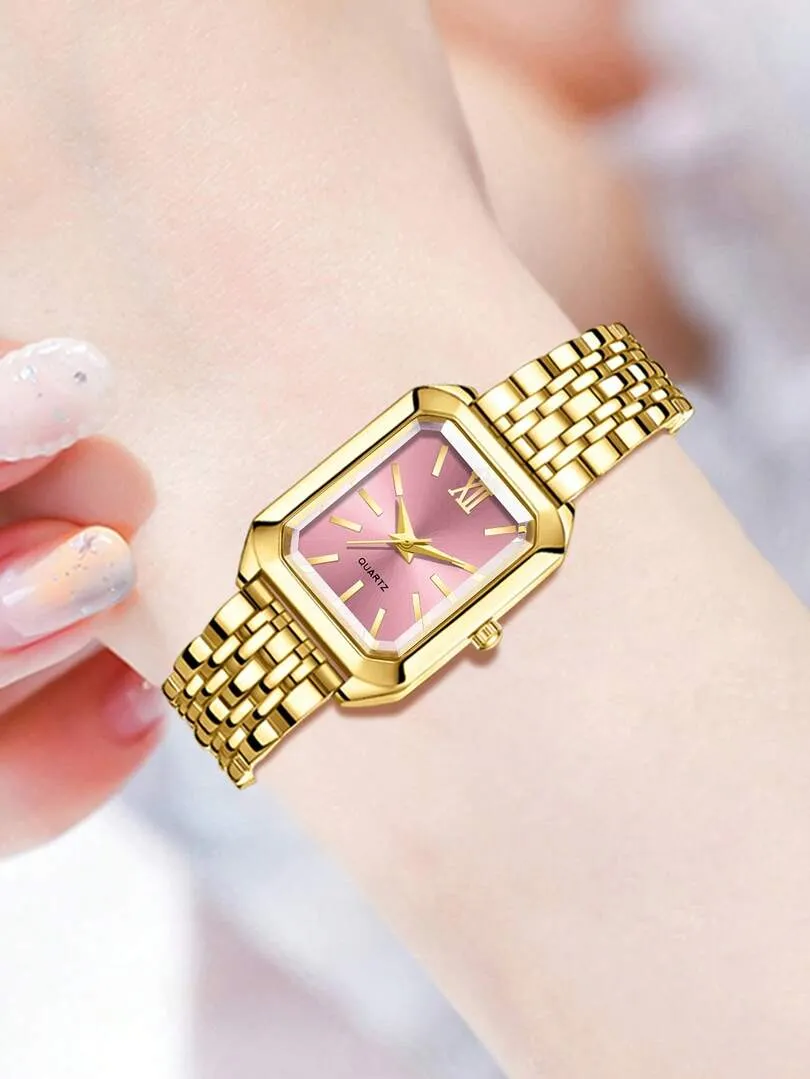 Ensemble bijoux 2 pièces montre bracelet or – Image 2