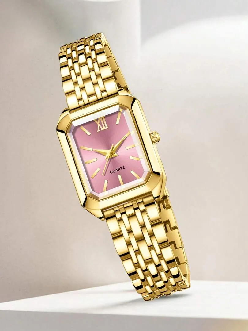 Ensemble bijoux 2 pièces montre bracelet or – Image 4