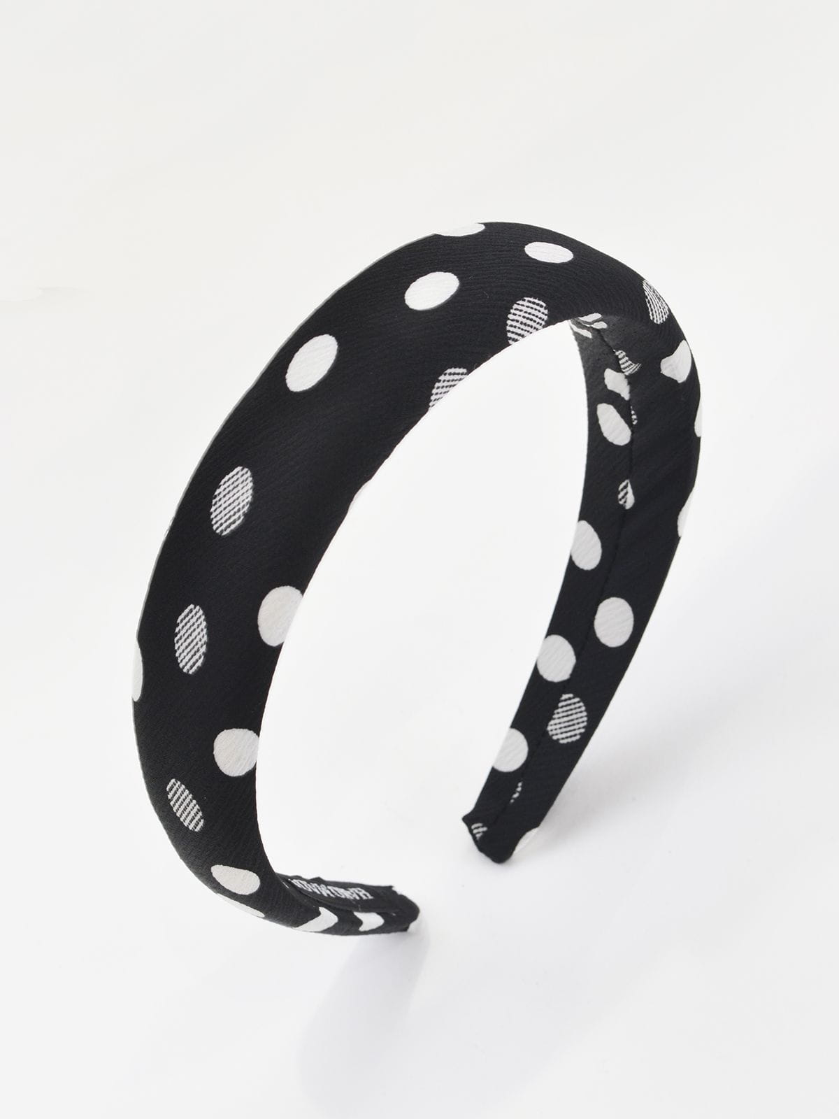 Bandeau noir à pois blancs Bandeau rembourré noir pour cheveux avec motif à pois blancs