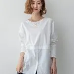 Haut blanc pour femme avec effet de superposition t-shirt et blouse