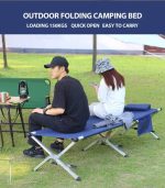 Lit de camping pliable en métal avec matelas