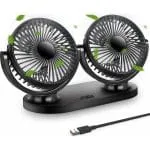 Ventilateur USB noir portable à deux têtes orientables