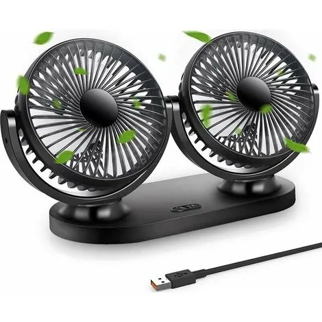 Ventilateur USB noir portable à deux têtes orientables