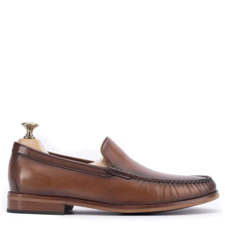 Mocassins confortables marron en cuir pour homme