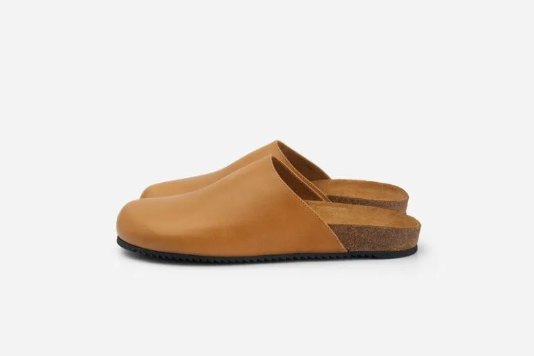 Mules unisexes camel marron avec semelle confortable en liège