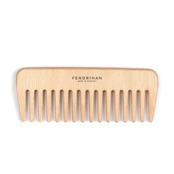 Peigne large en bois naturel pâle pour cheveux épais