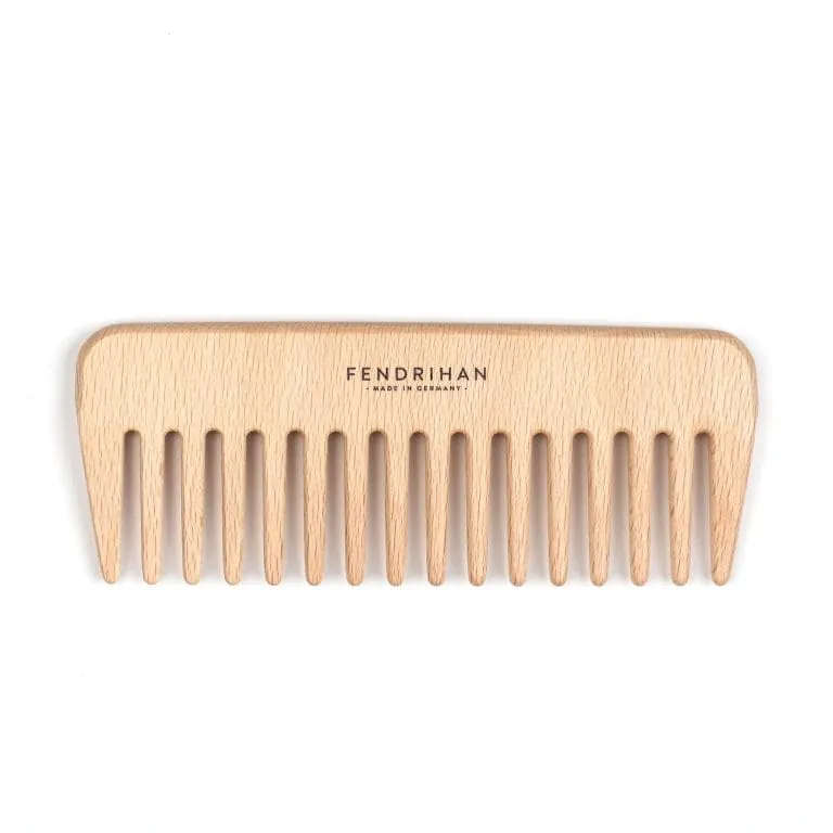 Peigne large en bois naturel pâle pour cheveux épais