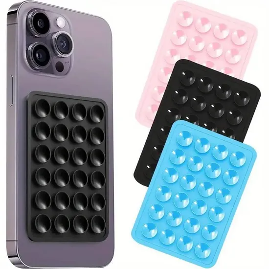 Support de téléphone rose en silicone avec plusieurs ventouses