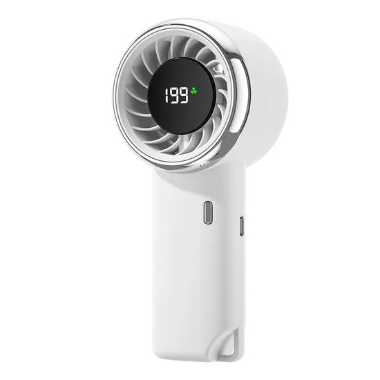 Ventilateur turbo blanc portable rechargeable avec affichage numérique