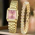 Ensemble bijoux 2 pièces montre bracelet or