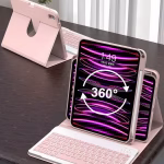 Étui clavier rotatif rose compatible iPad