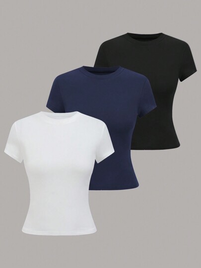 shein@v1@151 T-Shirt Qadelle Manches Courtes Femme