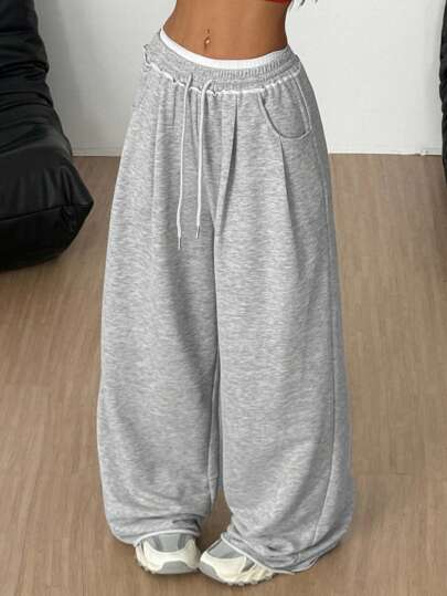Pantalon Coolane Droit Ample Gris Femme
