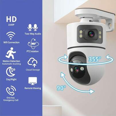 Caméra de sécurité Wi-Fi 4 MP double objectif