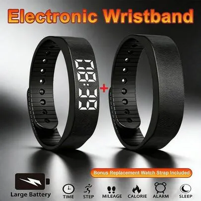 Bracelet fitness noir avec écran LED et suivi d’activité