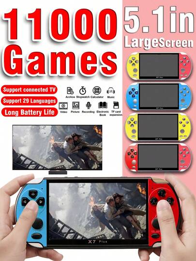Console portable 5,1 pouces avec 11 000 jeux rétro