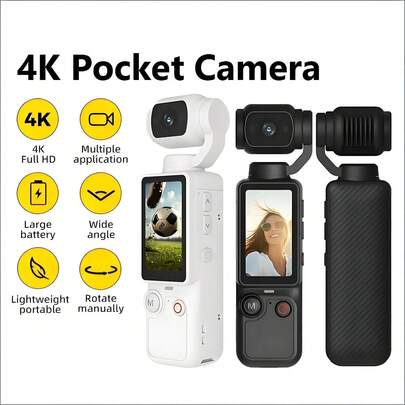 Caméra de poche 4K rotative à 180° avec carte 32 Go