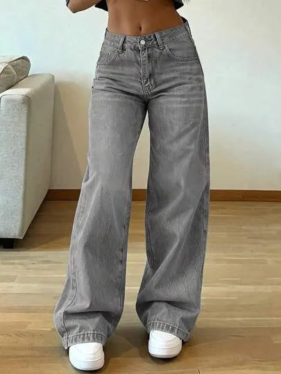 Jeans Droits Vintage Amples Femme