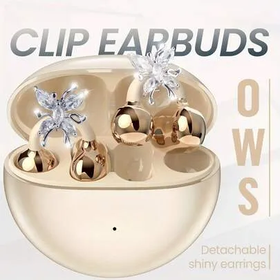 Écouteurs papillon Bluetooth 6.0 à clip pour femme