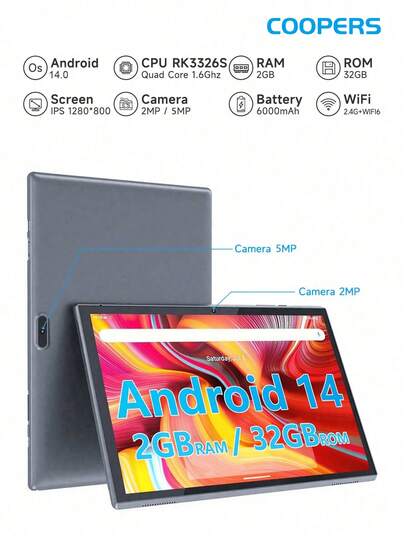 Tablette Coopers 10,1″ Android 14 – 2Go/32Go