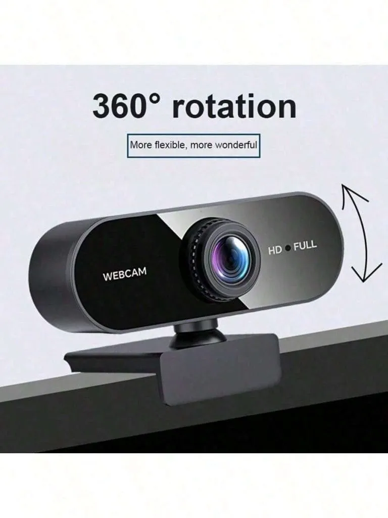 Webcam USB 1080p rotative 360 degrés avec autofocus