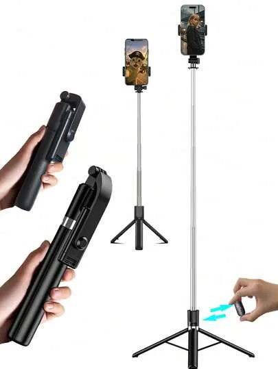Perche à selfie 170 cm avec lumière et télécommande Bluetooth