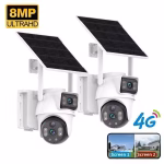 Caméra de surveillance extérieure 4G solaire à double lentille