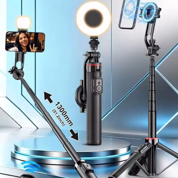 Trépied perche à selfie magnétique avec télécommande